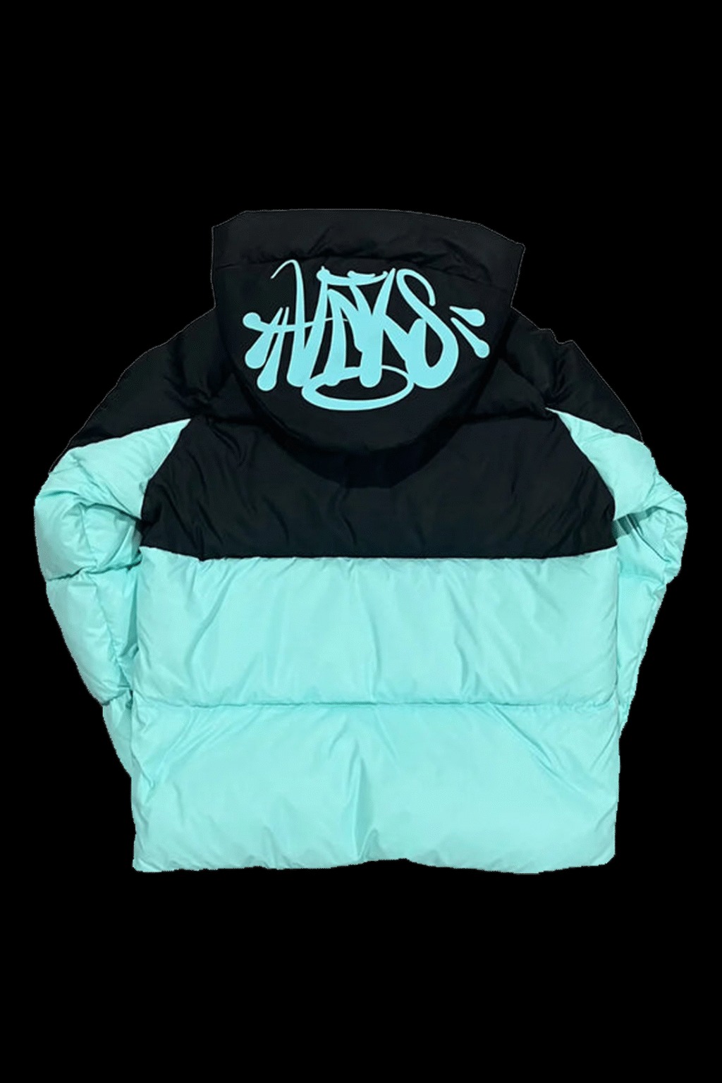 Syna World Logo Puffer Jacket – Black/Sky Blue Syna World Puffer Jacket